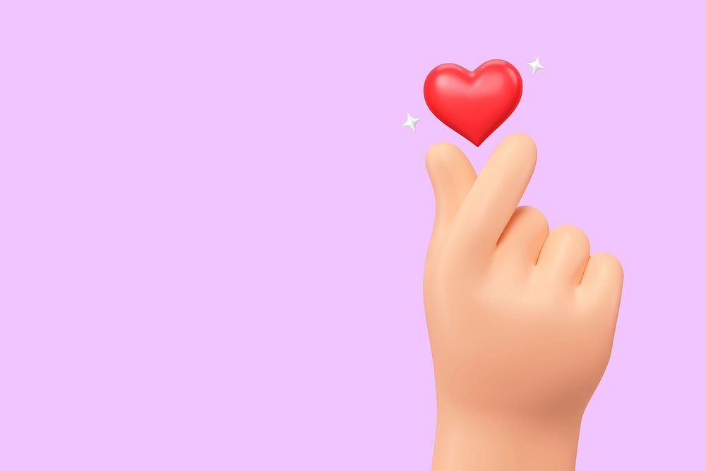 Mini heart hand background, 3D Valentine's celebration remix