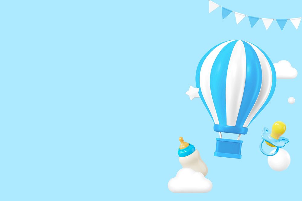 3D blue balloon background, baby's gender reveal remix