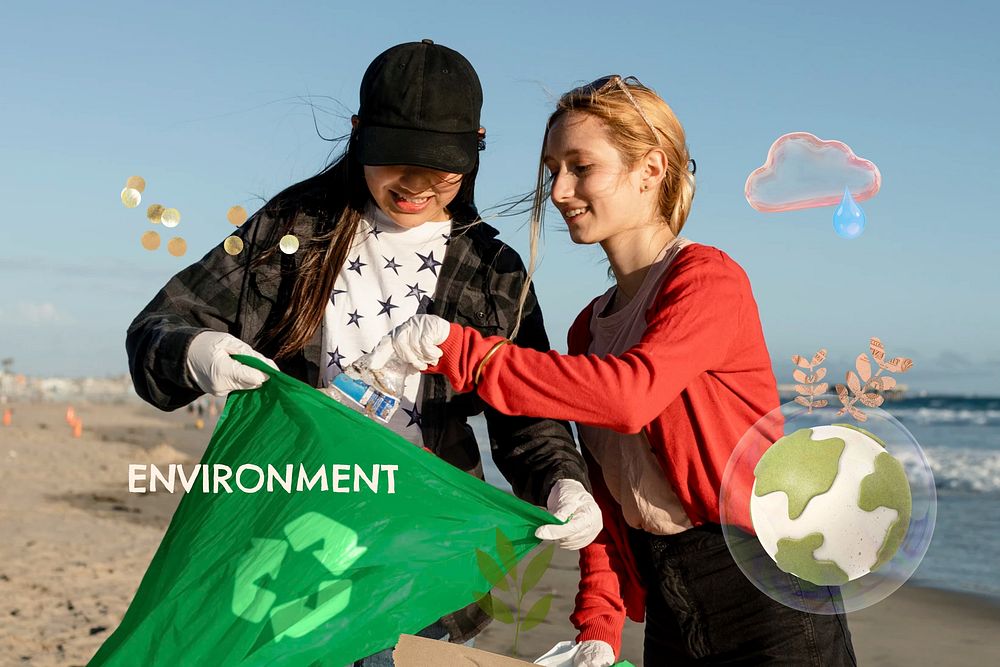 Beach cleanup remix, environmental awareness  image