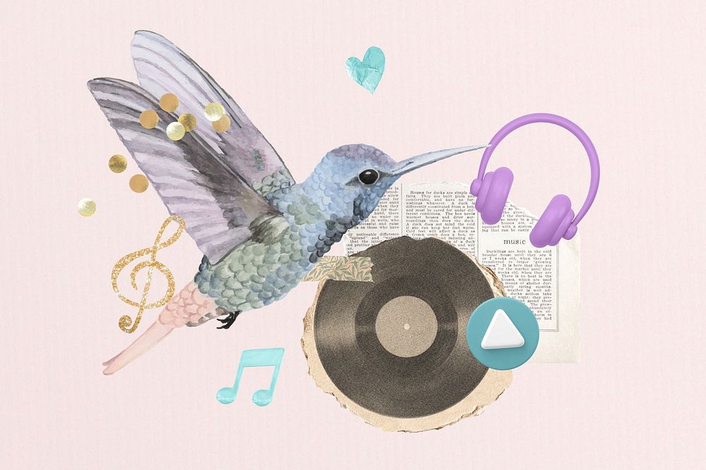 Singing bird collage remix  image