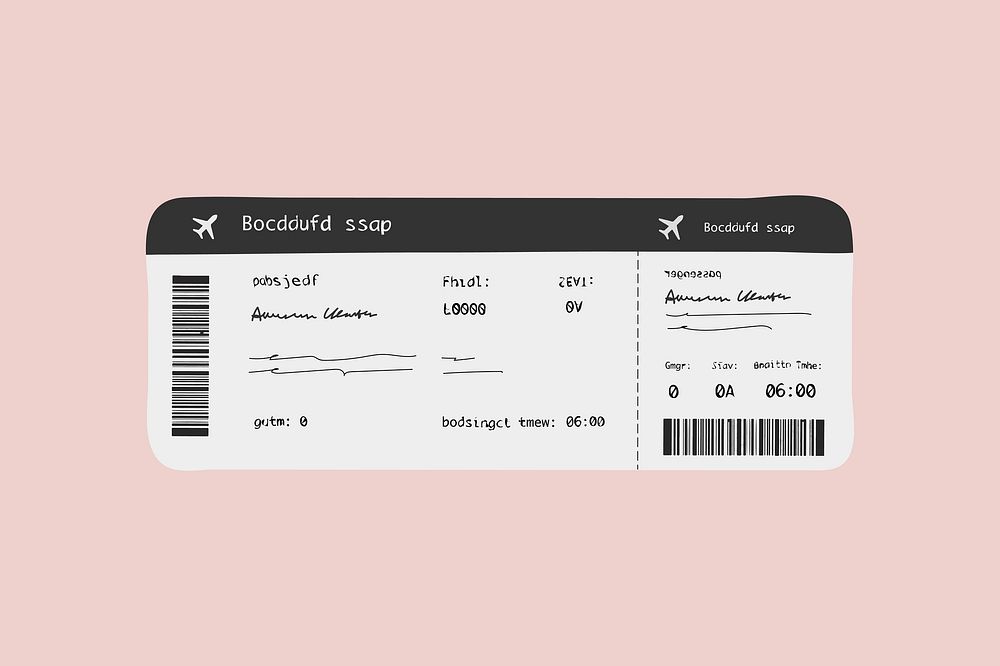 Plane ticket, aesthetic illustration vector