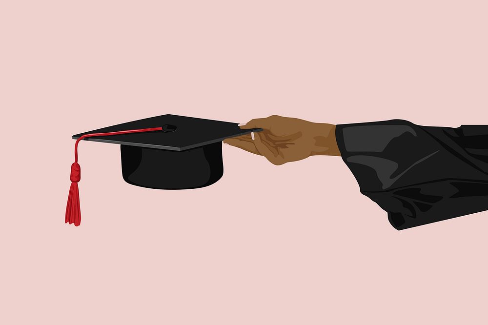 Graduation cap, aesthetic illustration vector