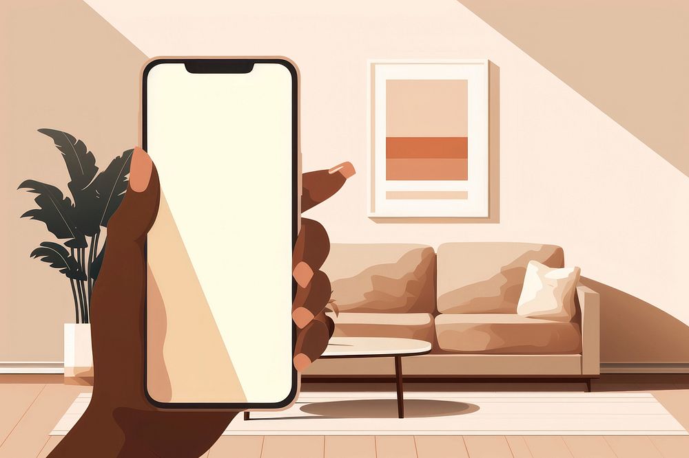 Blank smartphone screen, home, aesthetic illustration remix