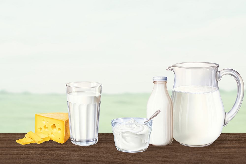 Dairy products background, food digital art