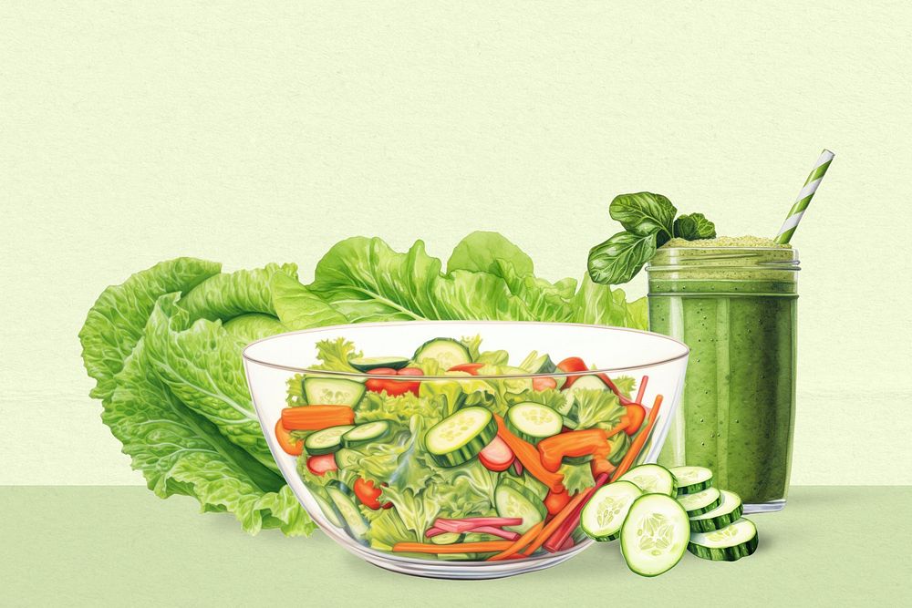 Healthy salad, food digital art
