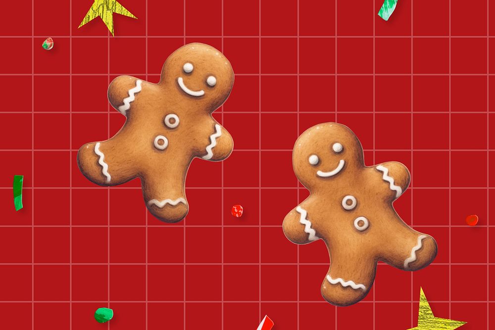 Christmas gingerbread cookies background, food digital art