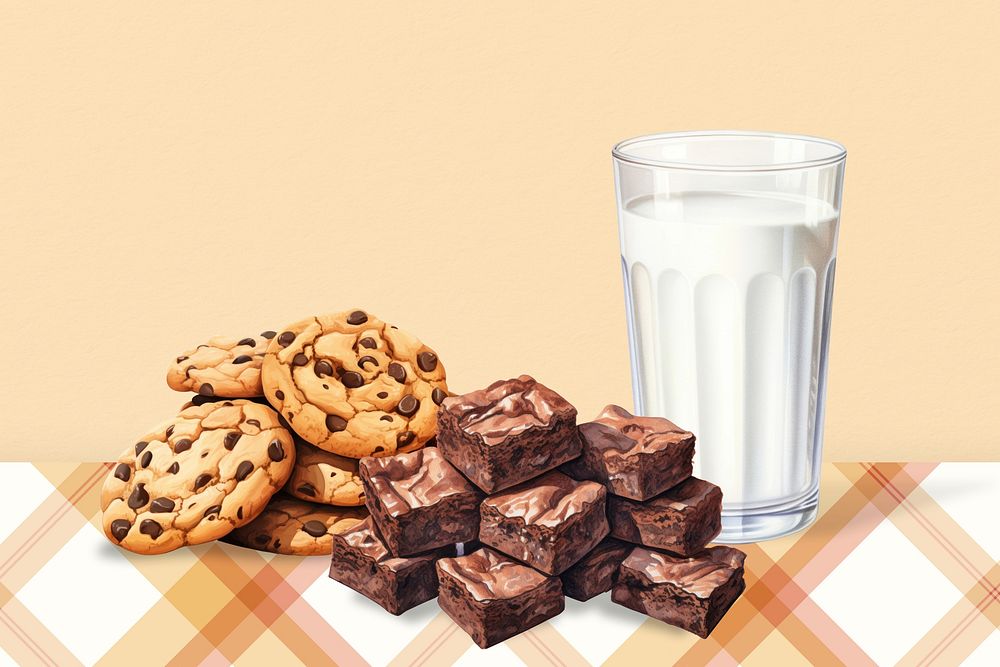 Milk & cookies, food digital art