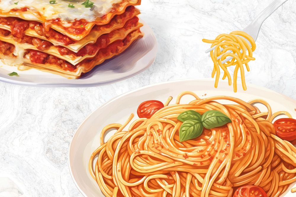 Spaghetti & lasagna, food digital art