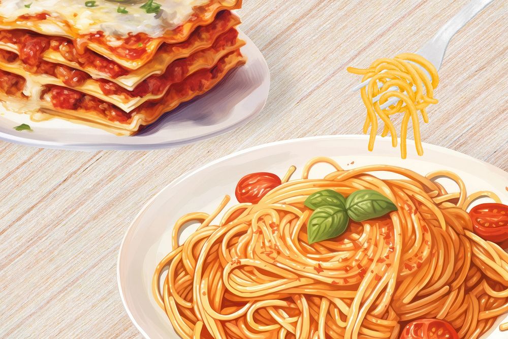 Spaghetti & lasagna, food digital art