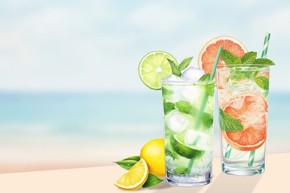 Summer cocktails background, food digital art