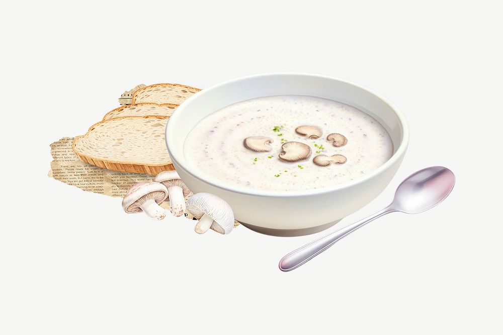 Mushroom soup, food digital art