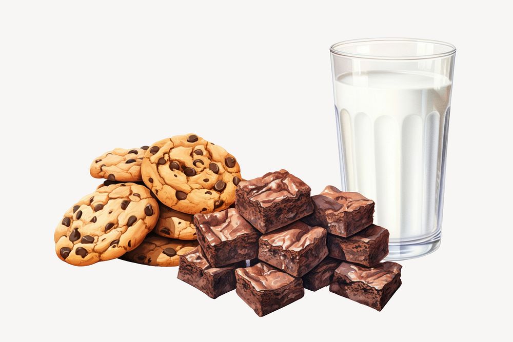 Milk & cookies, food digital art