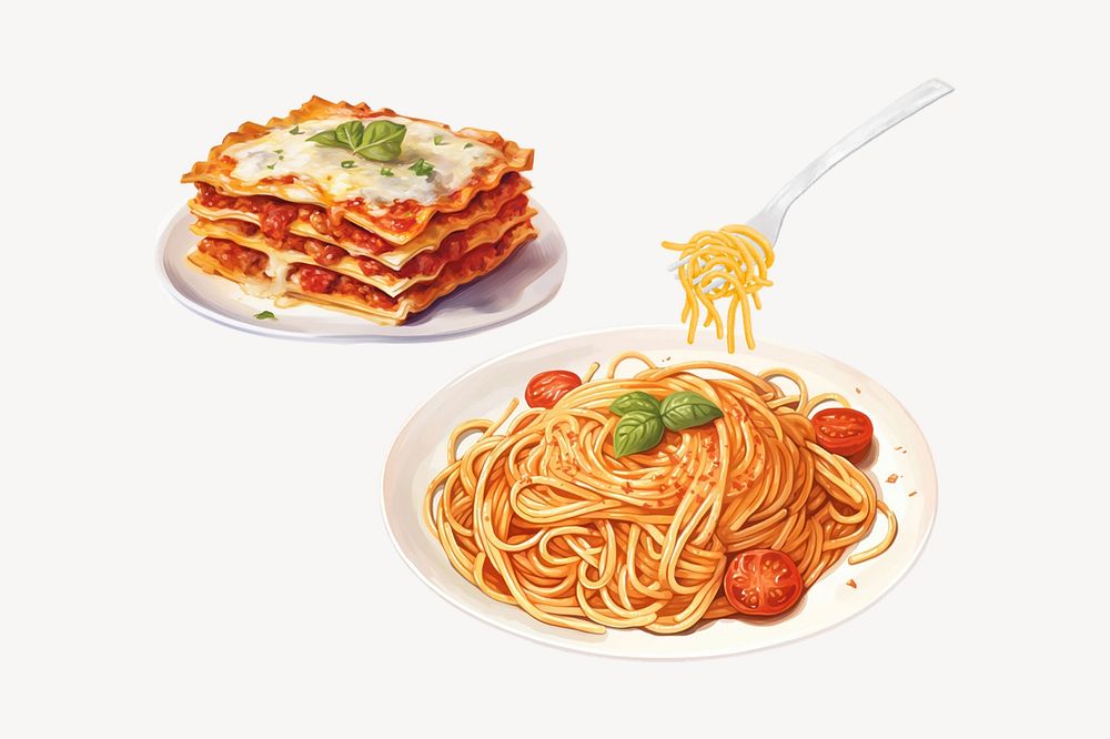 Spaghetti & lasagna, food digital art