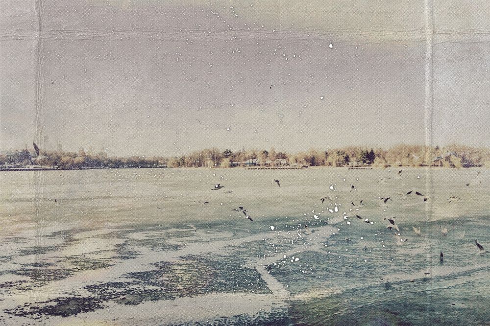 Beach photo with paper texture effect