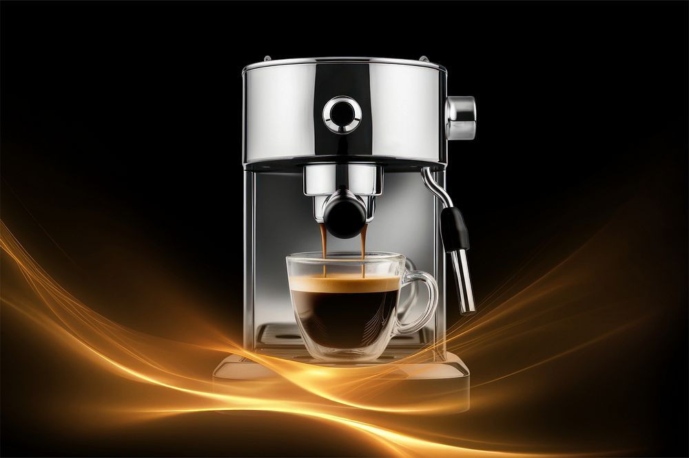 Coffee machine with gold light effect