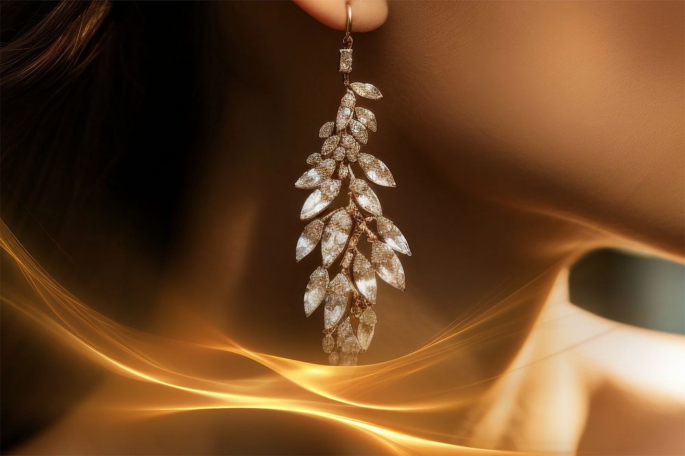 Elegant earring with gold light effect