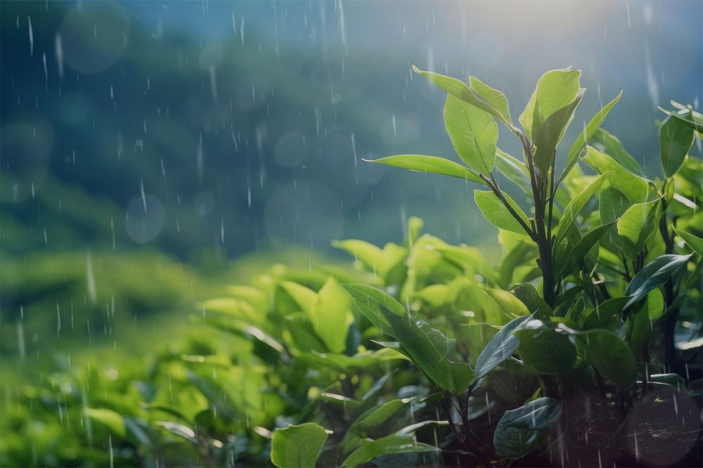 Tea leaf plantation, rain design