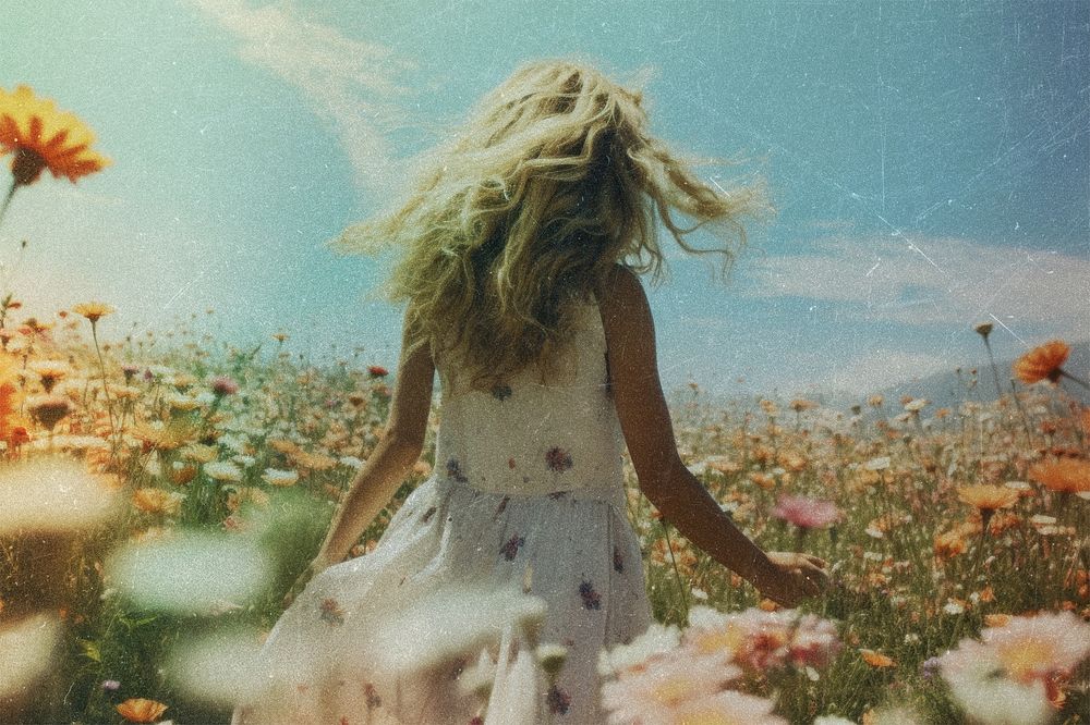 Woman in flower field image