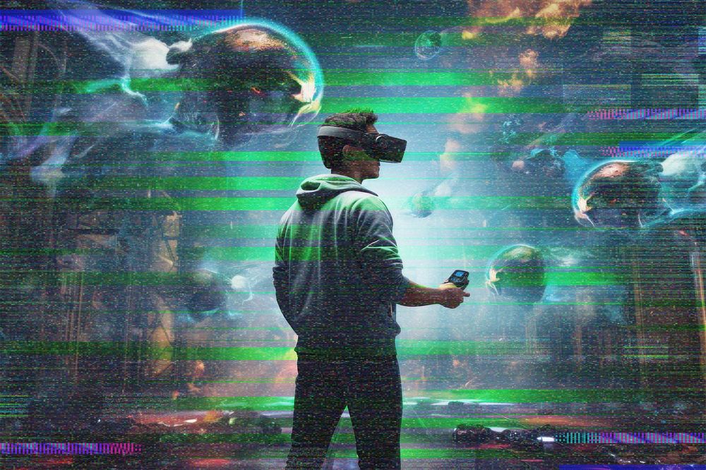 Man in VR, glitch design