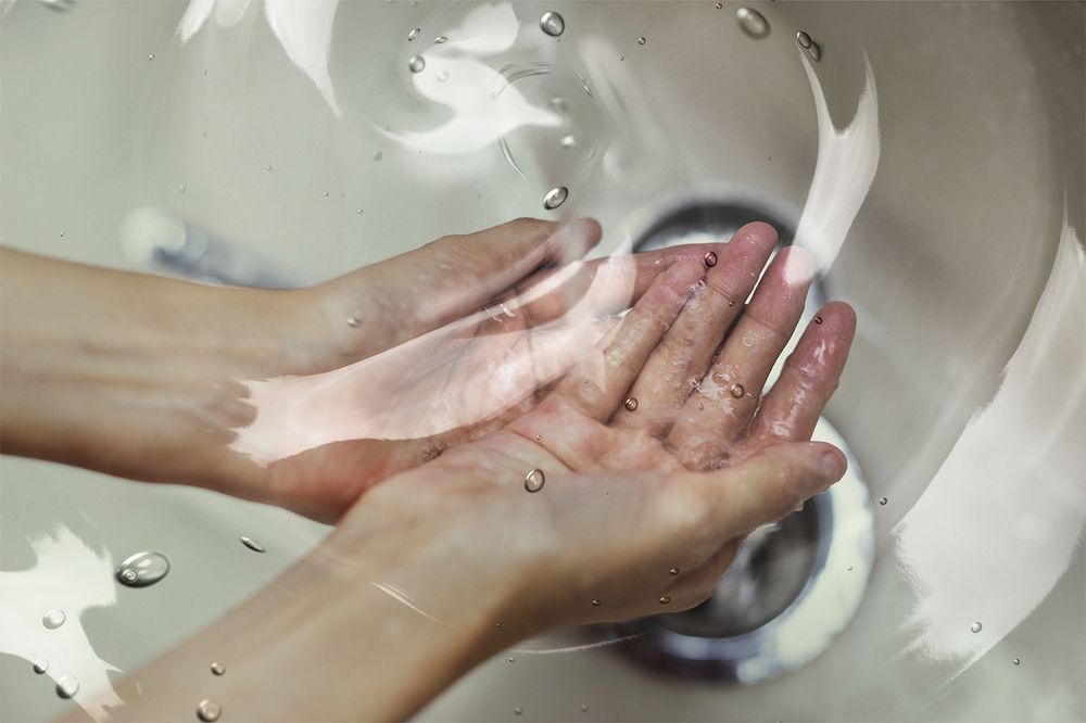 Washing hand, water ripple effect