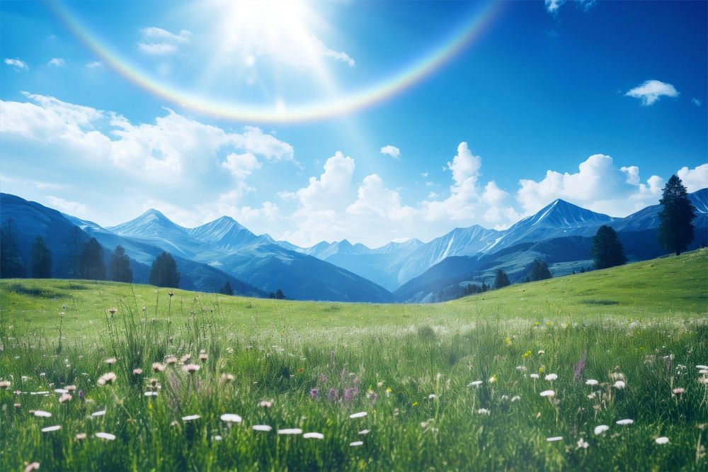 Nature landscape with sunlight effect