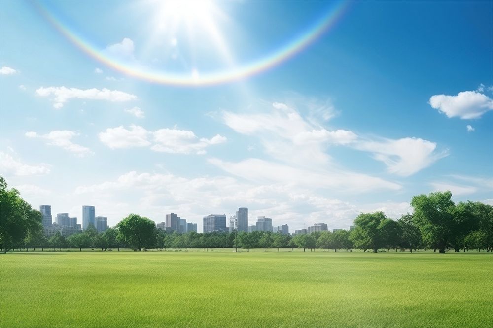 City park landscape image with sunlight effect