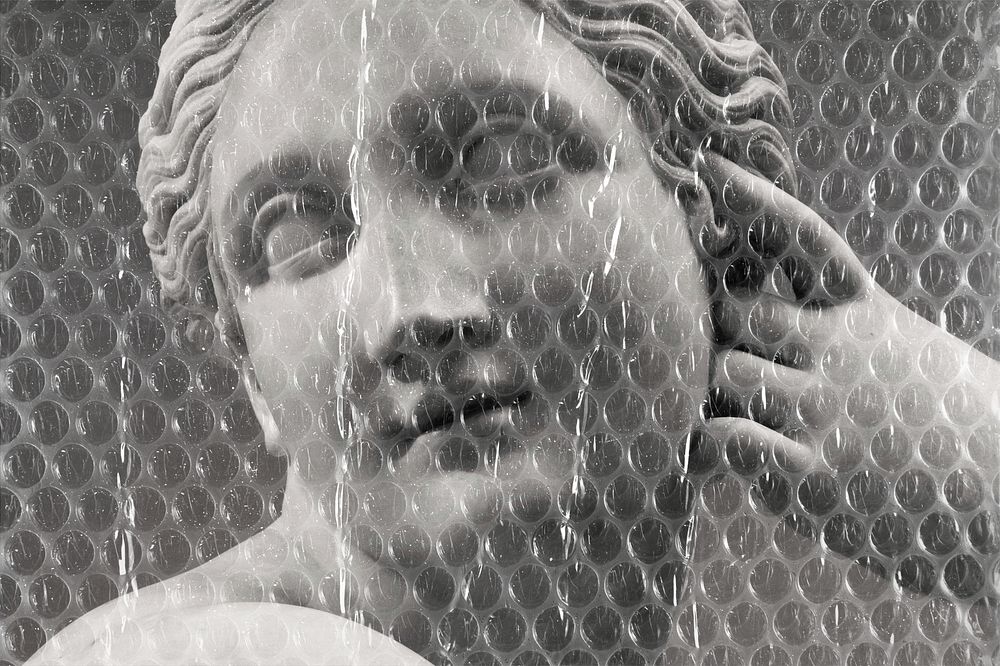 Greek goddess, plastic bubble wrap texture