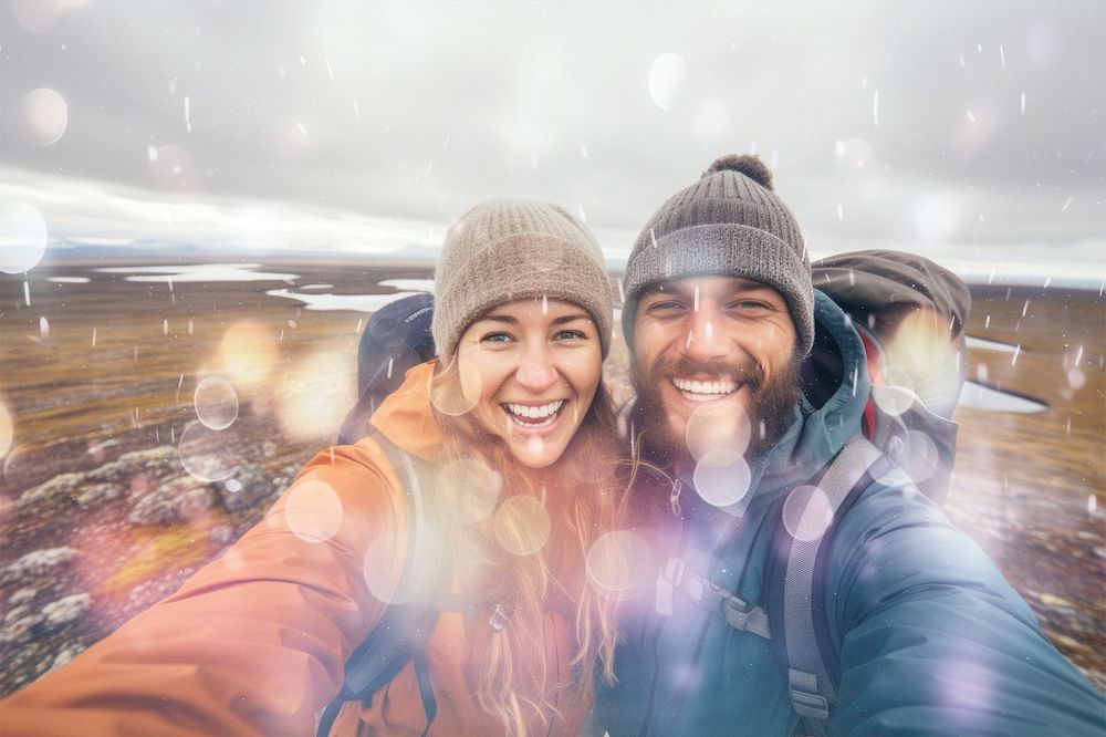 Tourist couple  with bokeh effect