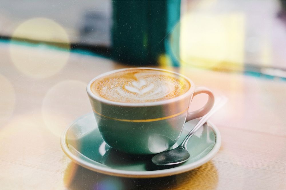 Latte coffee art  image with bokeh effect