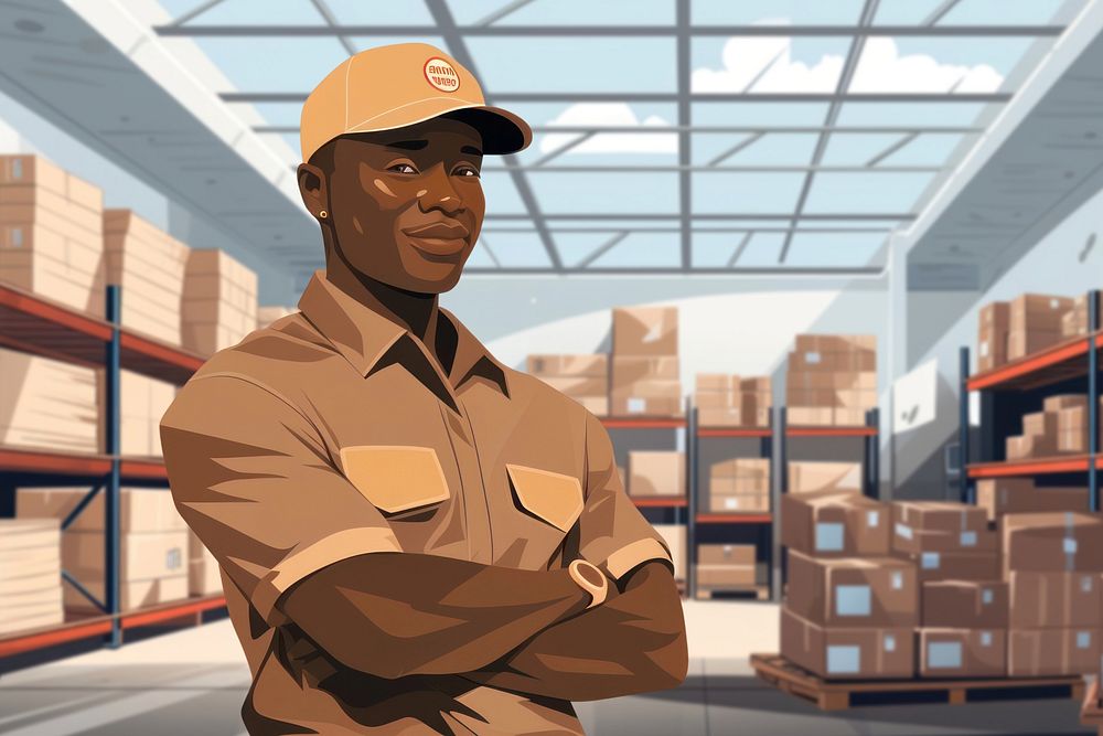 Parcel delivery man, jobs & occupation, aesthetic illustration