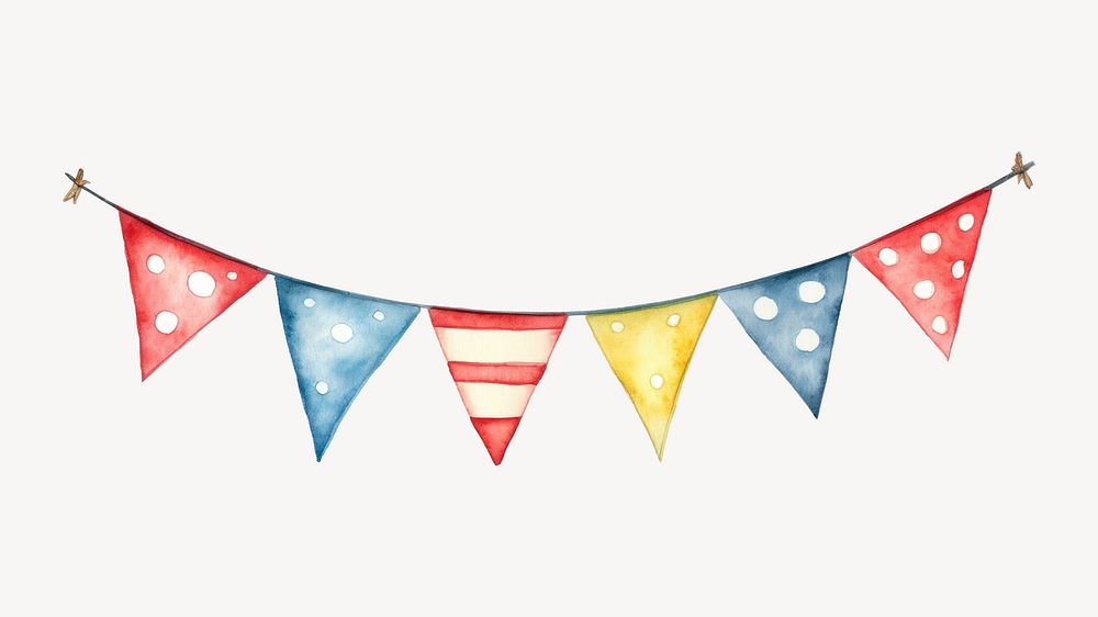 Colorful bunting, watercolor illustration