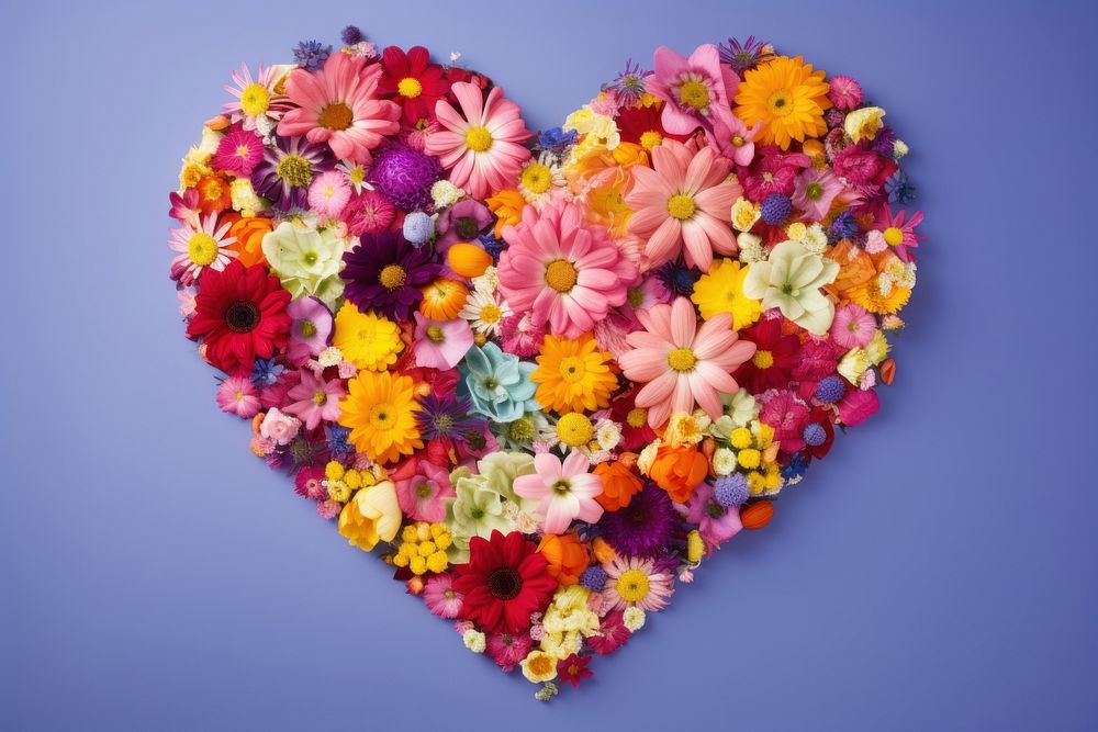 Real flowers making a heart shape pattern petal plant. AI generated Image by rawpixel.
