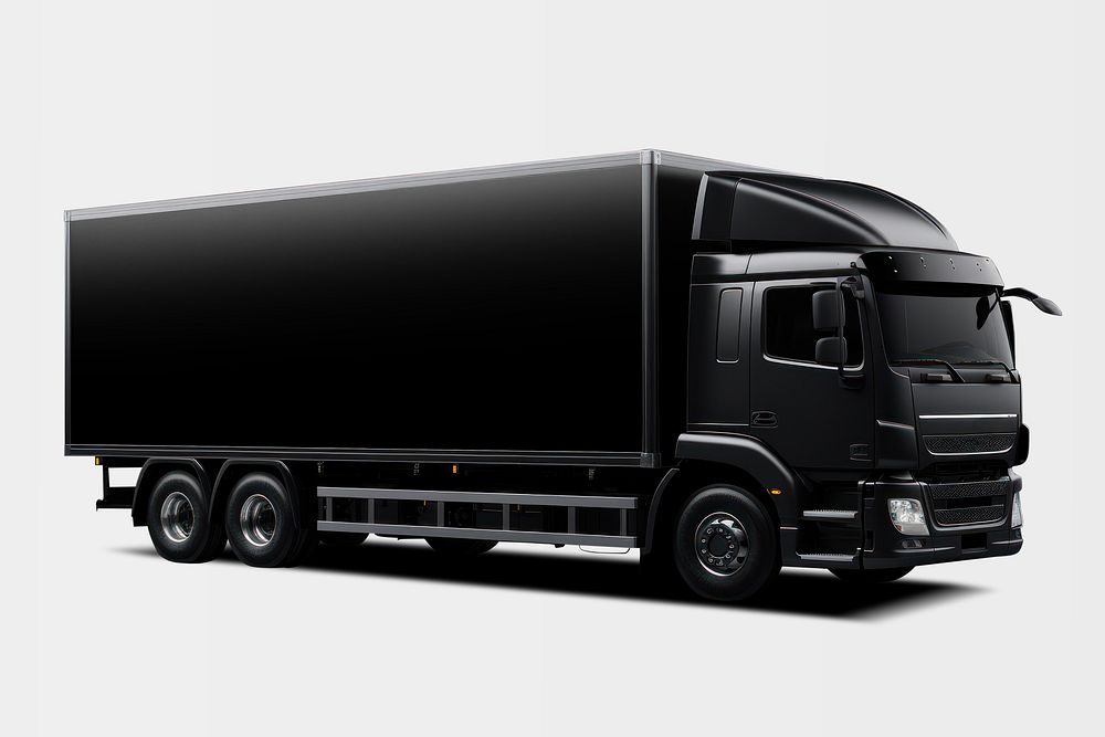 Black trailer truck, realistic vehicle