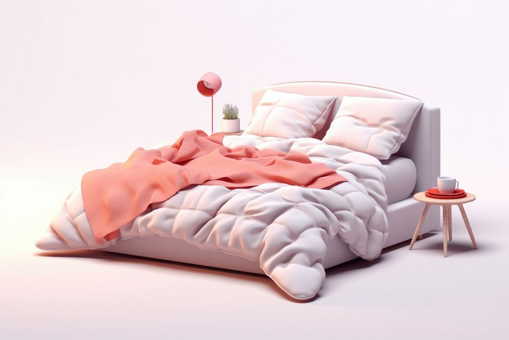 Cozy bed furniture blanket cushion. AI generated Image by rawpixel.