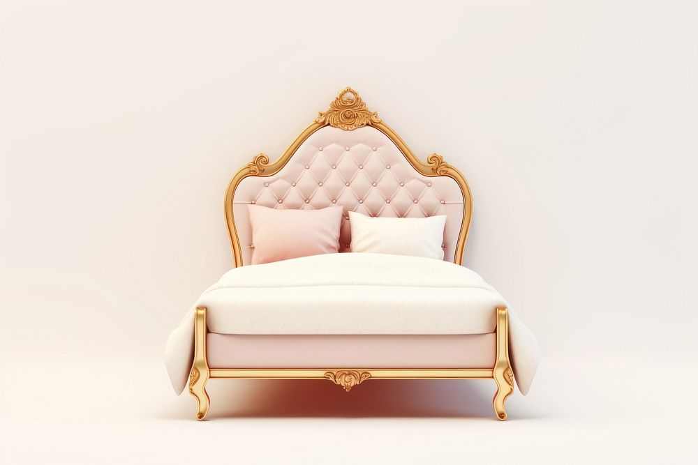 Vintage bed furniture pillow white background. AI generated Image by rawpixel.