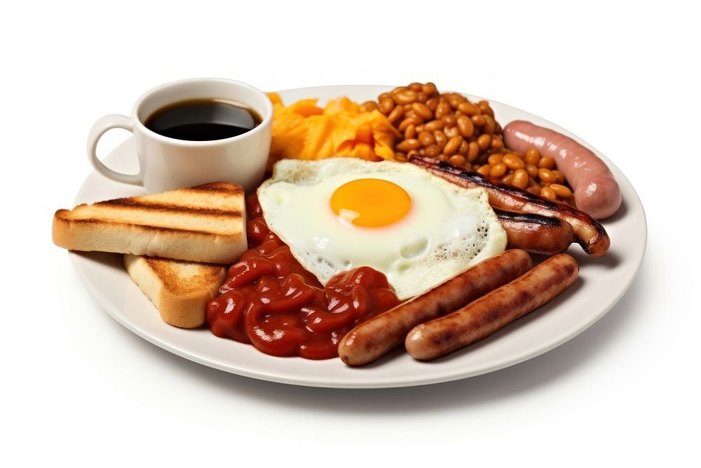 English breakfast ketchup coffee plate. AI generated Image by rawpixel.