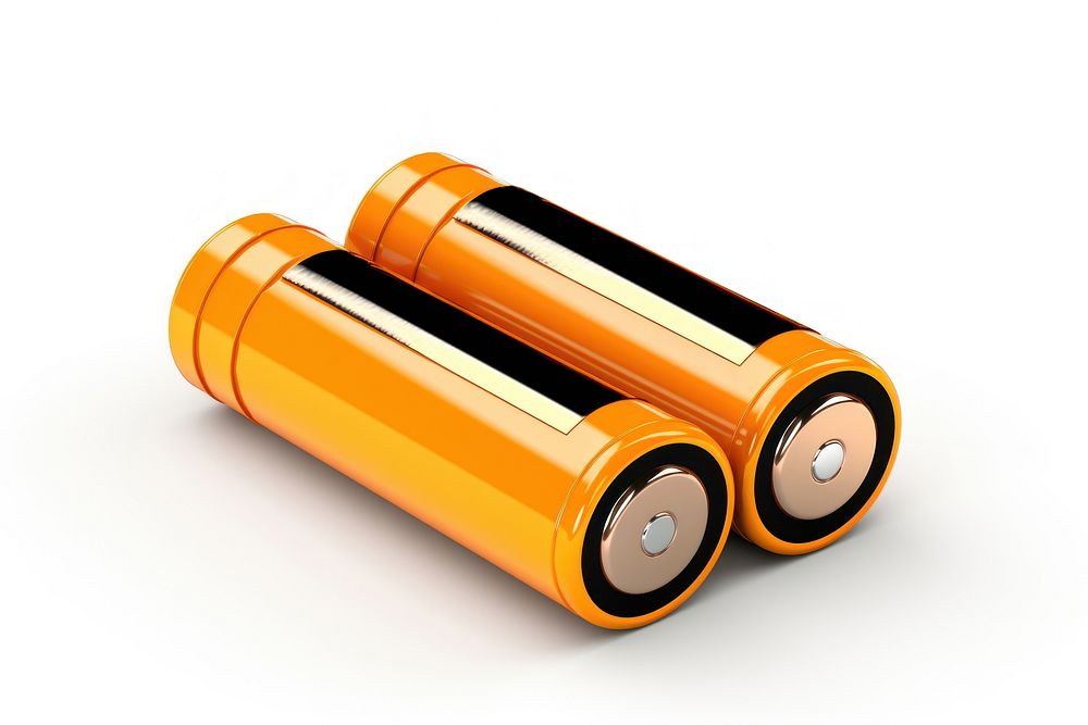 Alkaline batteries cylinder white background technology.