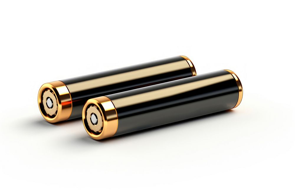 Alkaline batteries ammunition bullet white background. AI generated Image by rawpixel.