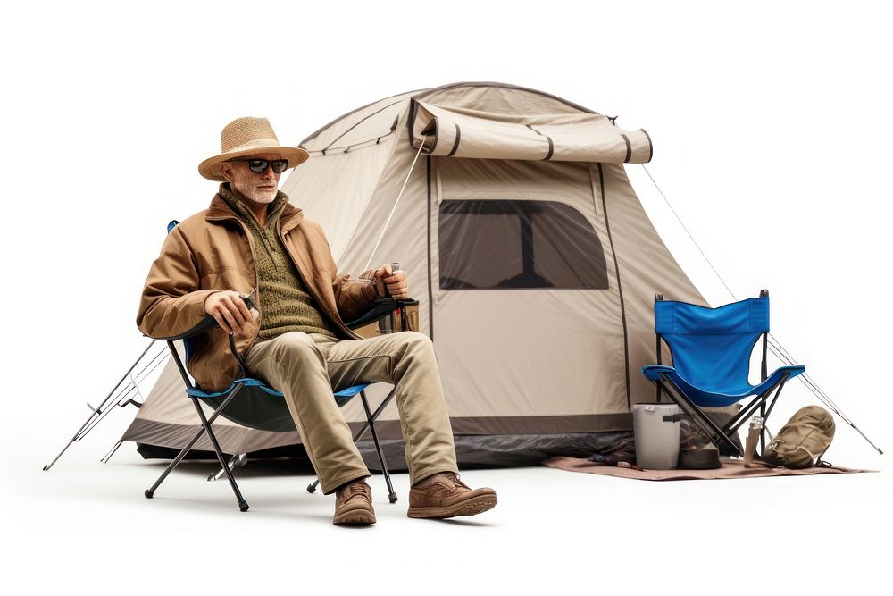 Elder man sitting camping chair. AI generated Image by rawpixel.