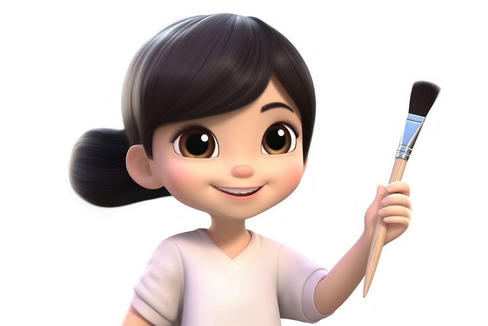 Brush smiling cartoon doll. AI generated Image by rawpixel.