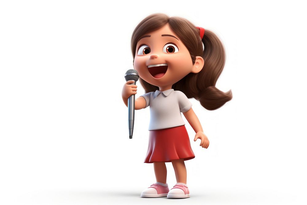 Little girl singing cartoon smiling toy. AI generated Image by rawpixel.