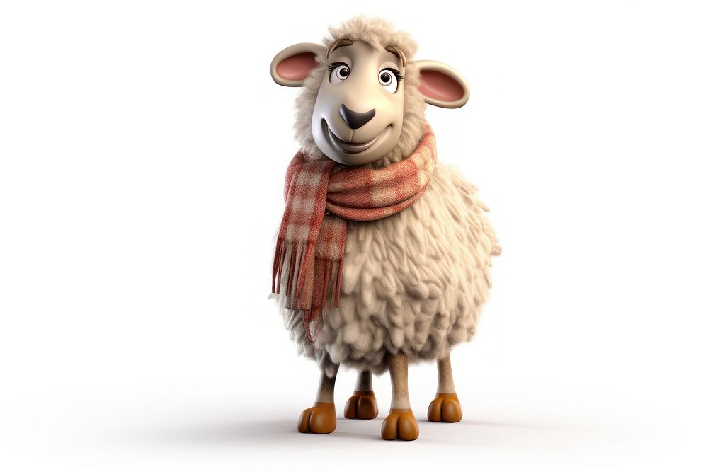 Sheep wearing scarf livestock cartoon animal. 