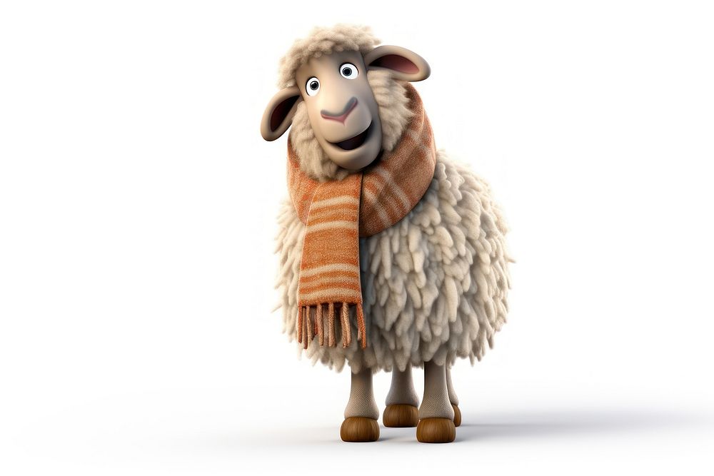 Sheep wearing scarf cartoon animal mammal. AI generated Image by rawpixel.