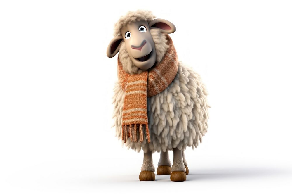 Sheep wearing scarf cartoon animal mammal. 