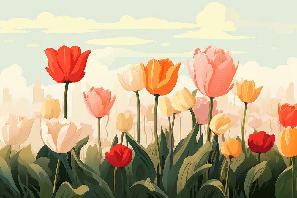 Tulip garden backgrounds outdoors flower. AI generated Image by rawpixel.