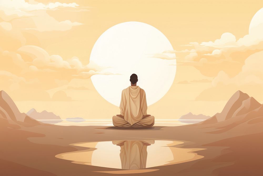 Spirituality sitting adult yoga. AI generated Image by rawpixel.
