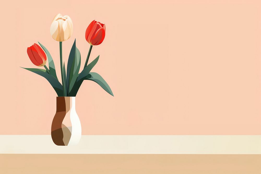 Tulip vase flower plant. AI generated Image by rawpixel.