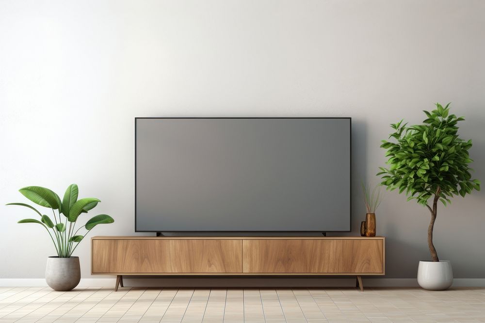 Screen television furniture plant. AI generated Image by rawpixel.