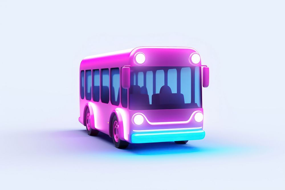 Neon icon bus vehicle purple pink. AI generated Image by rawpixel.