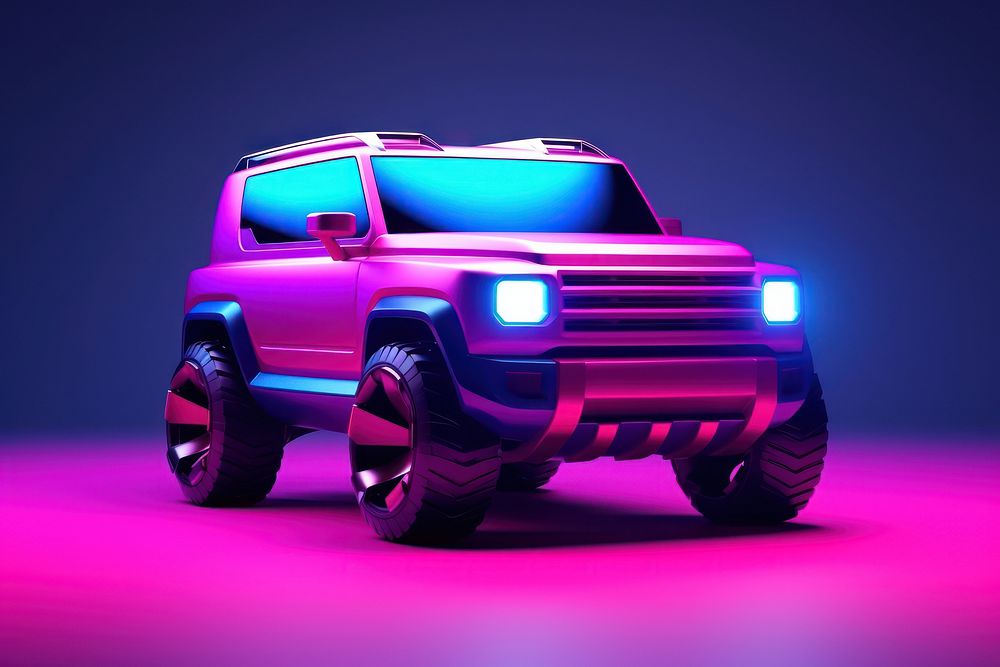 Neon icon SUV purple vehicle wheel. AI generated Image by rawpixel.